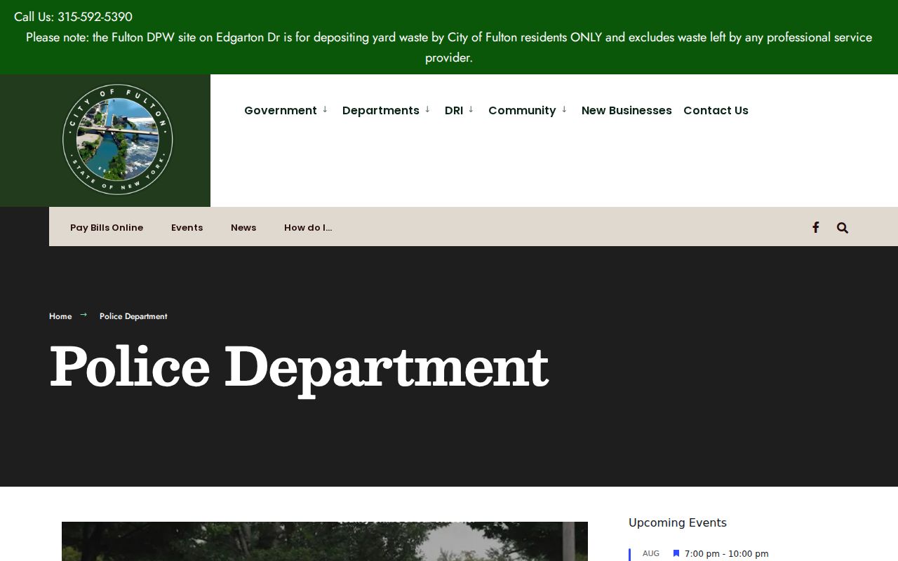 Fulton criminal history source page for Fulton Police Department records