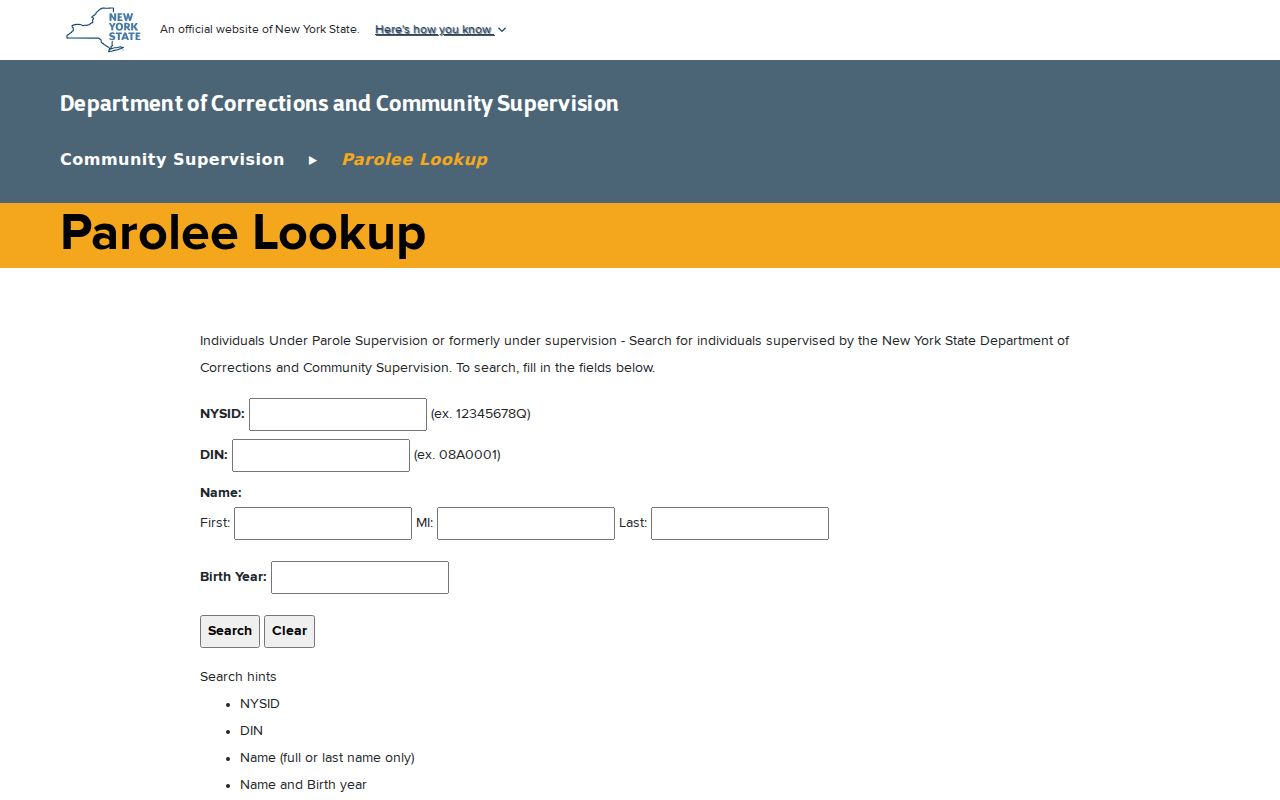Oswego County criminal history DOCCS parolee record lookup