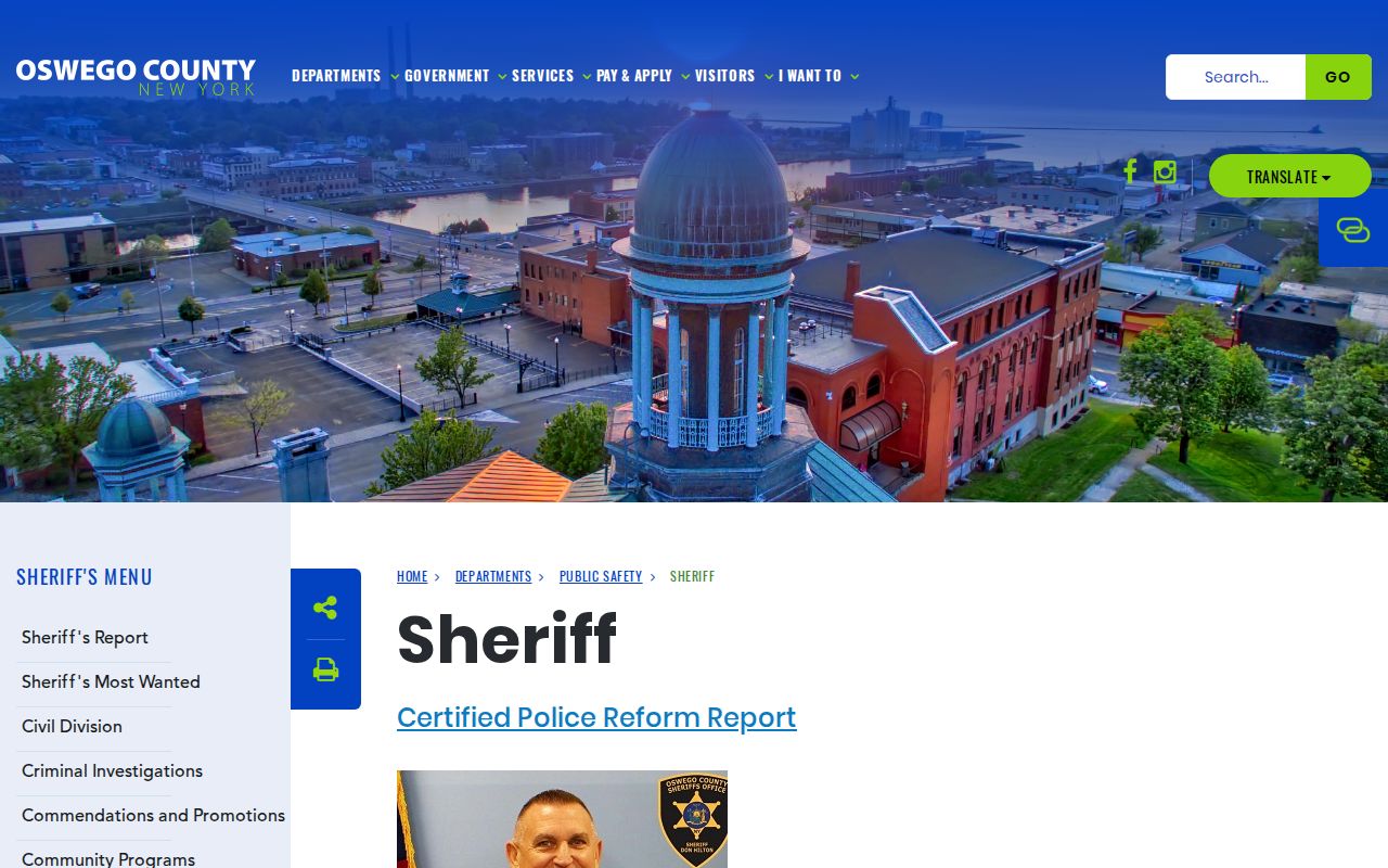 Oswego County arrest records sheriff services page