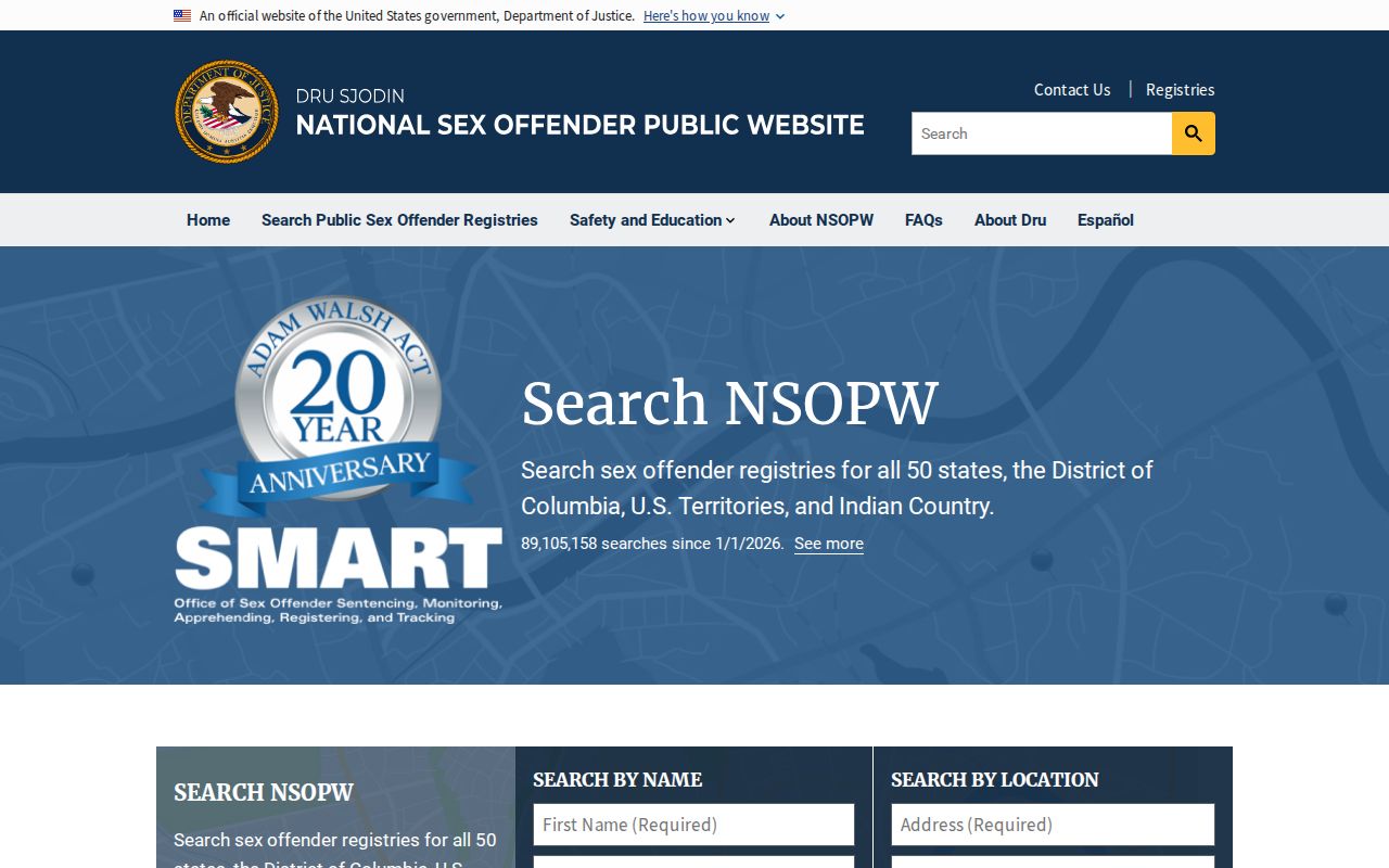 National search layer for an Oswego County sex offender check
